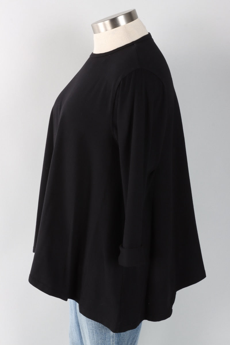 Stretch Knit Longer Angel Tee - Black