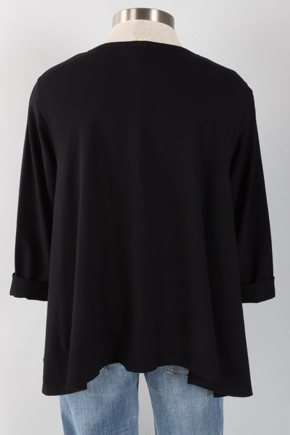Stretch Knit Longer Angel Tee - Black