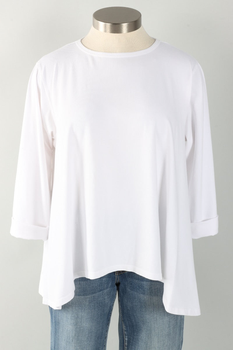 Stretch Knit Longer Angel Tee - Chalk