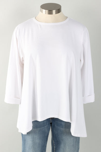 Stretch Knit Longer Angel Tee - Chalk