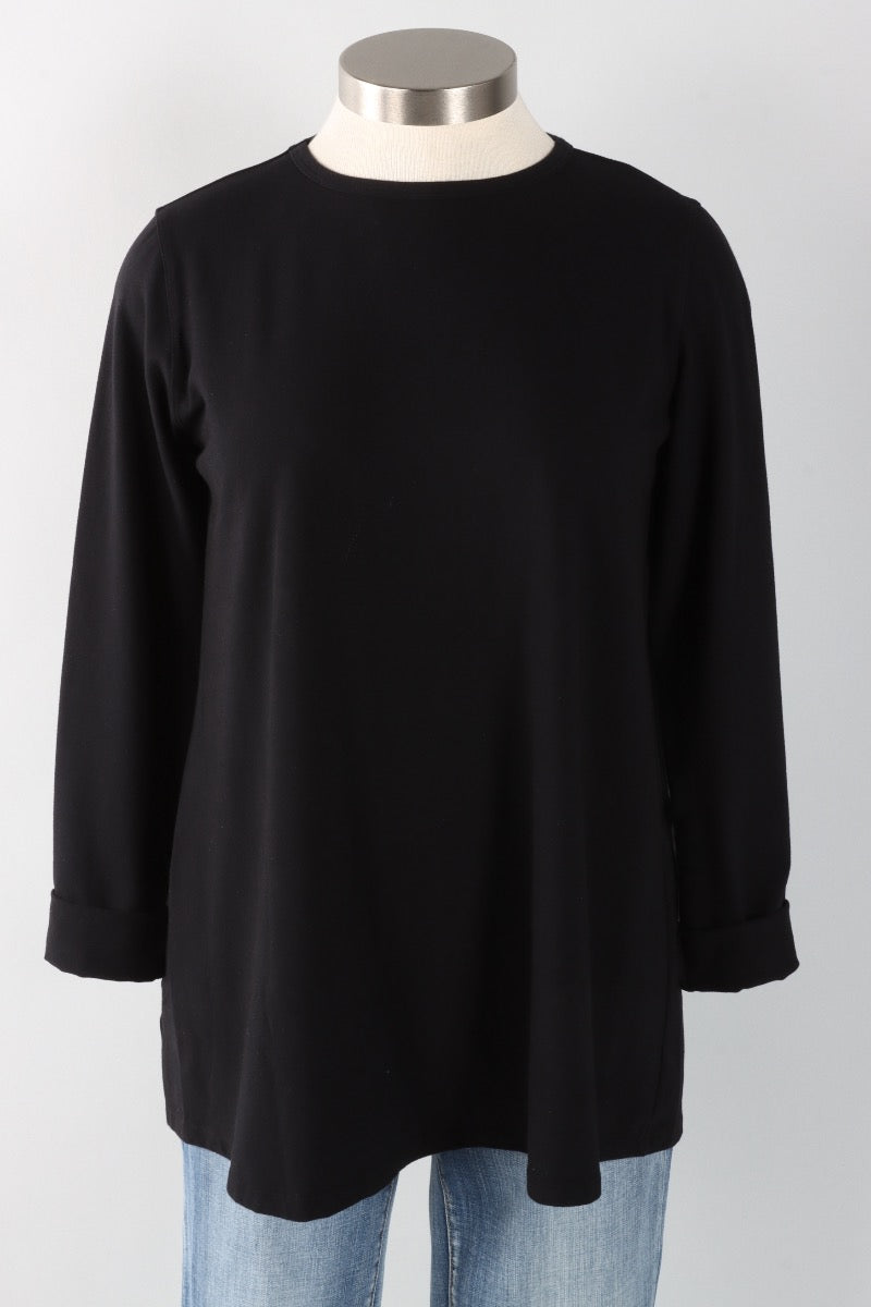 Stretch Knit A-Line Tunic - Black