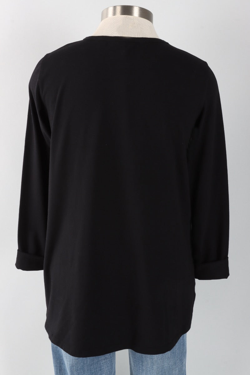 Stretch Knit A-Line Tunic - Black