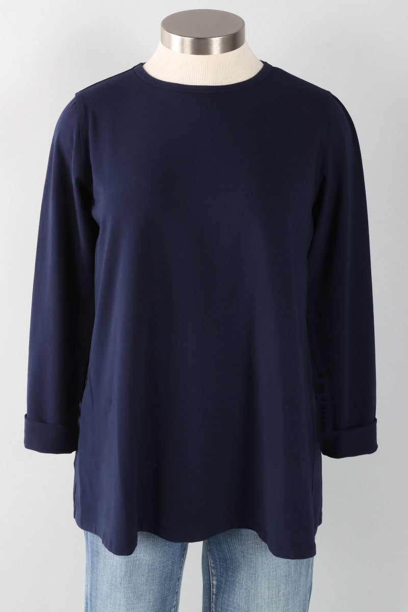 Stretch Knit A-Line Tunic - Dark Indigo