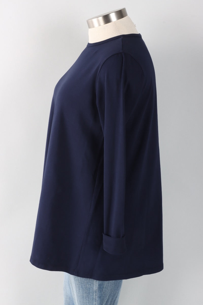 Stretch Knit A-Line Tunic - Dark Indigo