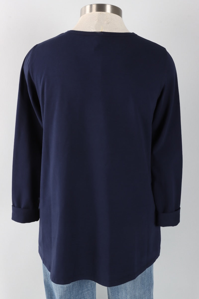 Stretch Knit A-Line Tunic - Dark Indigo