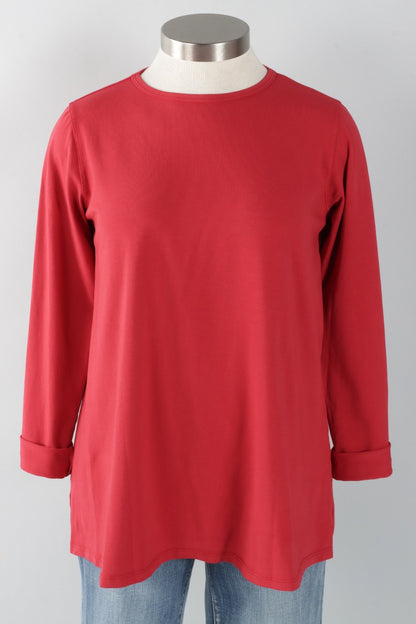Stretch Knit A-Line Tunic - Ruby