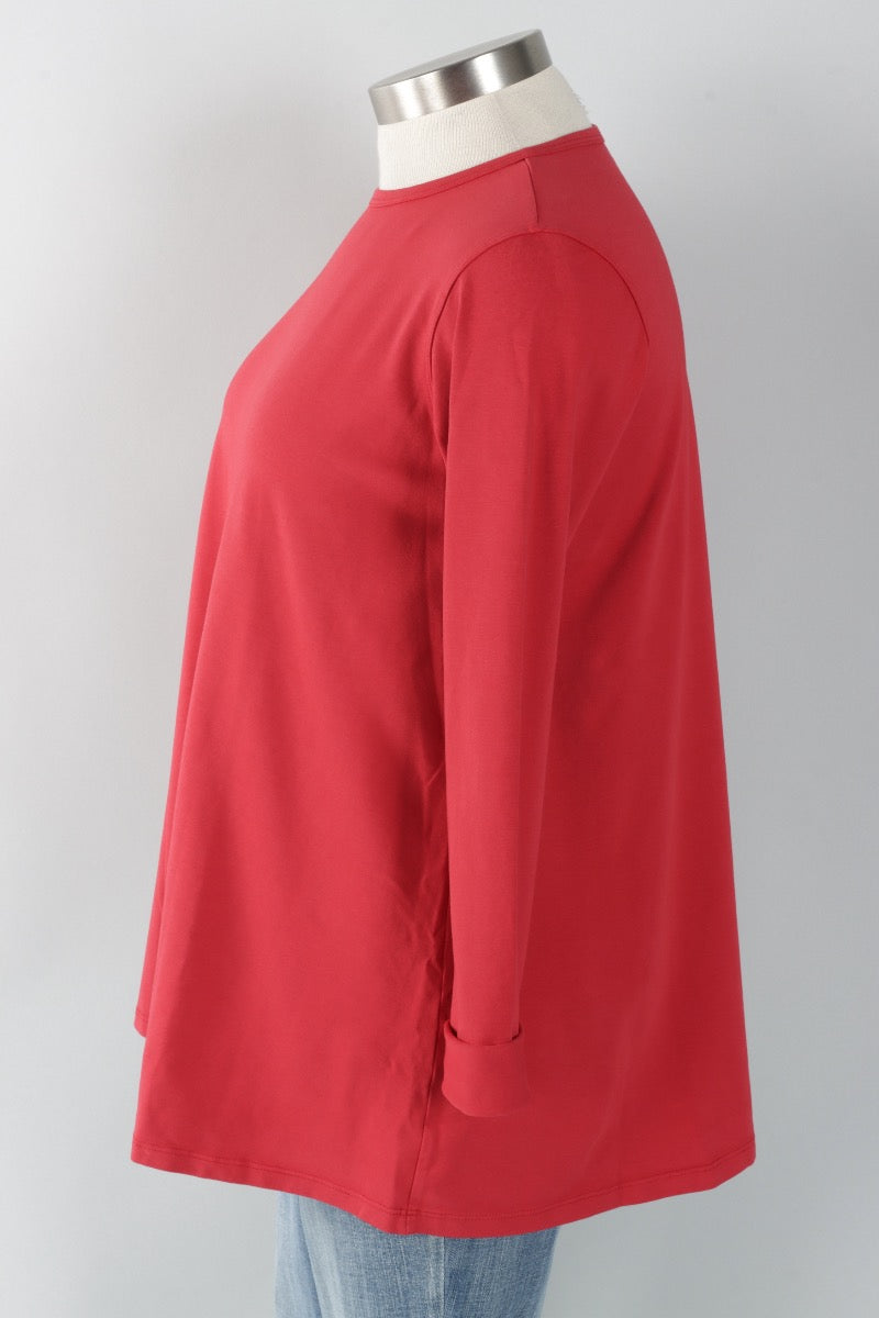 Stretch Knit A-Line Tunic - Ruby