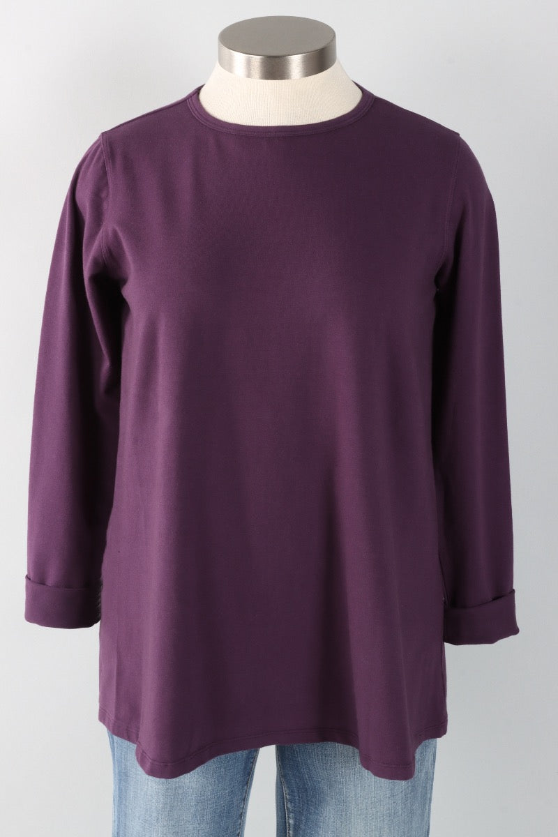 Stretch Knit A-Line Tunic - Eggplant