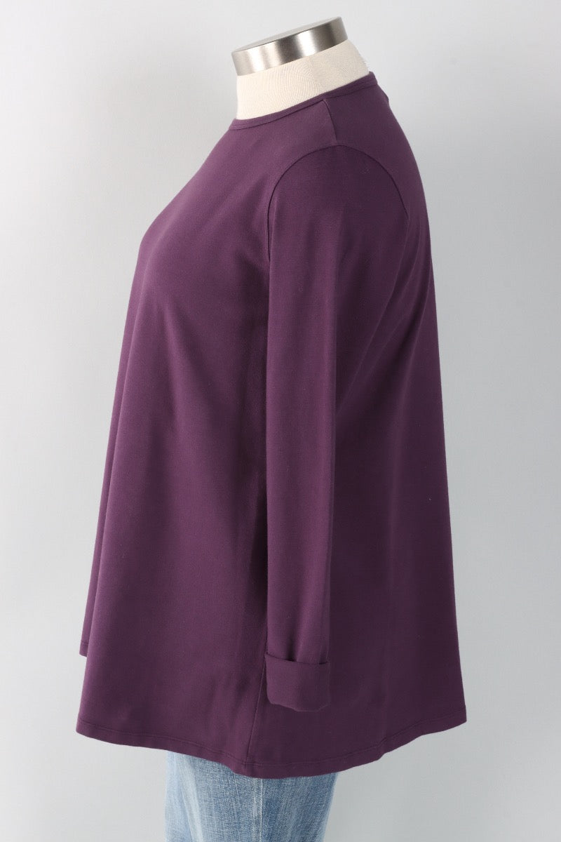 Stretch Knit A-Line Tunic - Eggplant