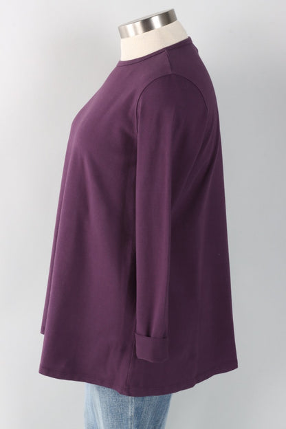 Stretch Knit A-Line Tunic - Eggplant