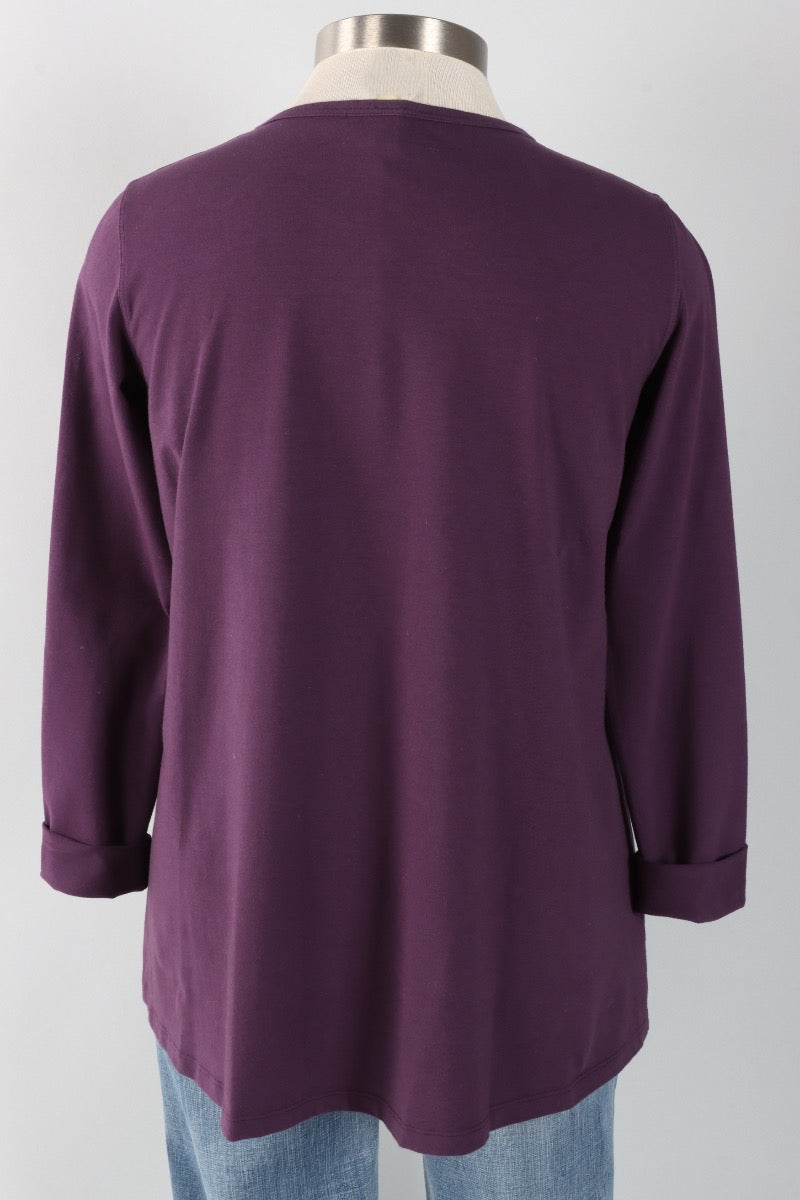 Stretch Knit A-Line Tunic - Eggplant