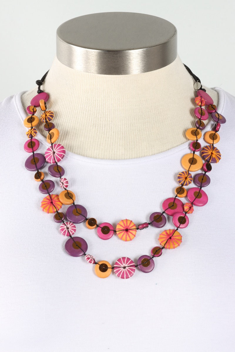 Melody Statement Necklace - Fuchsia & Purple