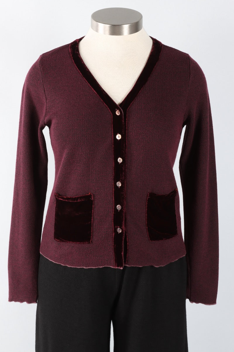 Crop Pocket Cardi - Cola Marled Sweater Knit