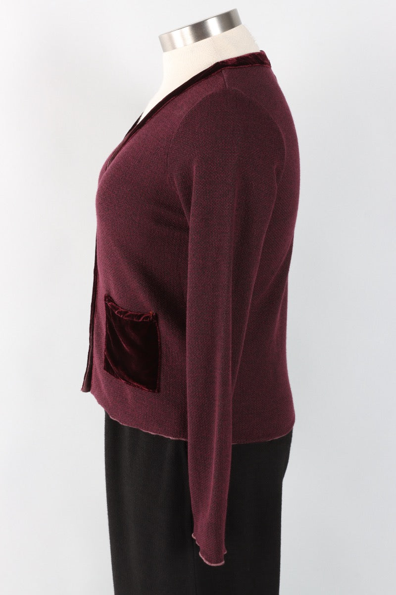 Crop Pocket Cardi - Cola Marled Sweater Knit