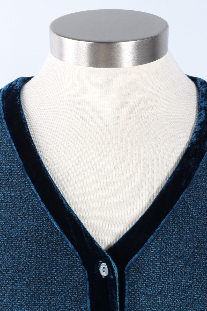 Crop Pocket Cardi - Peacock Marled Sweater Knit