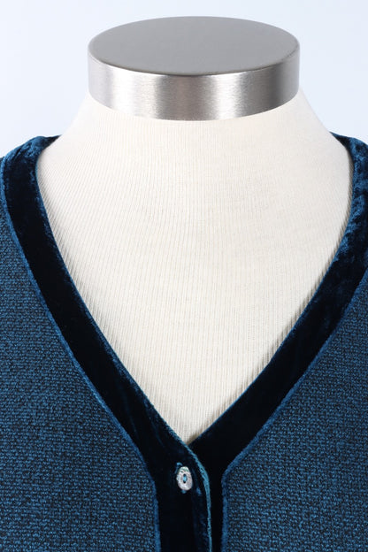 Crop Pocket Cardi - Peacock Marled Sweater Knit