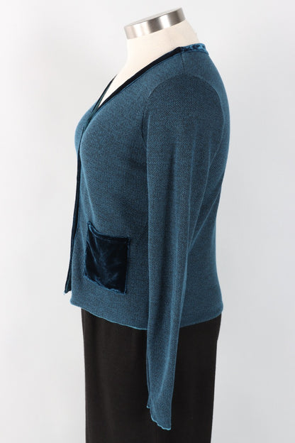 Crop Pocket Cardi - Peacock Marled Sweater Knit