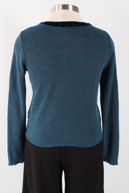 Crop Pocket Cardi - Peacock Marled Sweater Knit