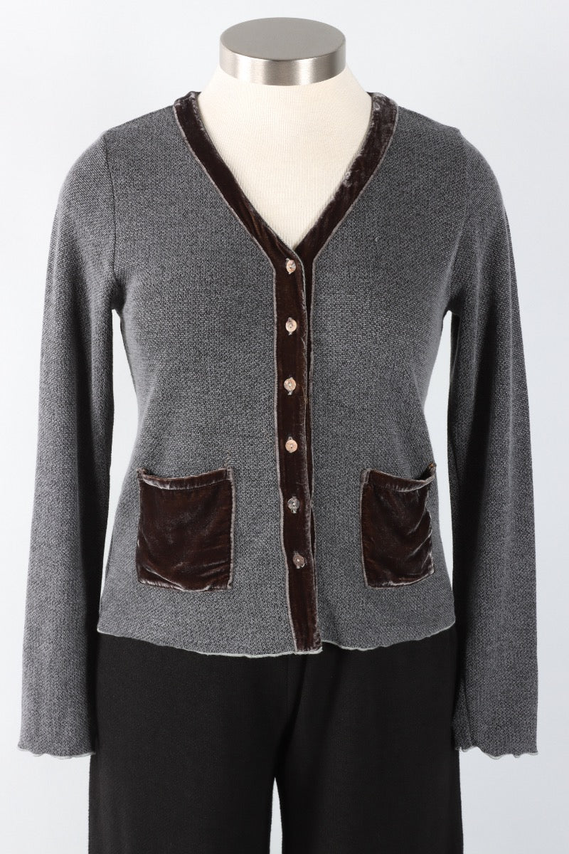 Crop Pocket Cardi - Seal Marled Sweater Knit