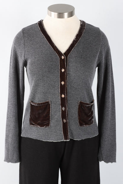 Crop Pocket Cardi - Seal Marled Sweater Knit