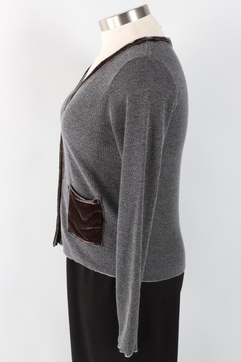 Crop Pocket Cardi - Seal Marled Sweater Knit