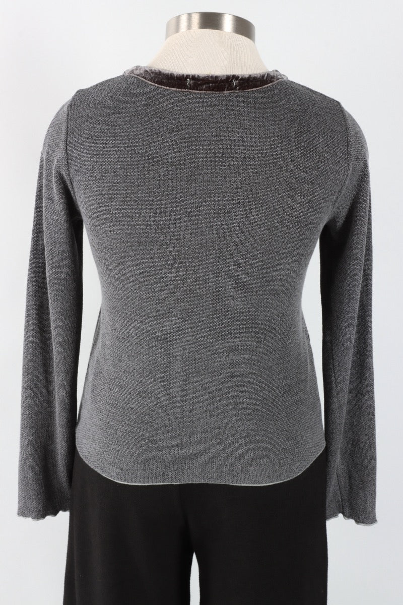 Crop Pocket Cardi - Seal Marled Sweater Knit