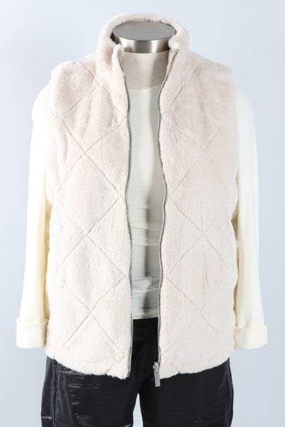 Reversible Faux Fur Vest - Greige