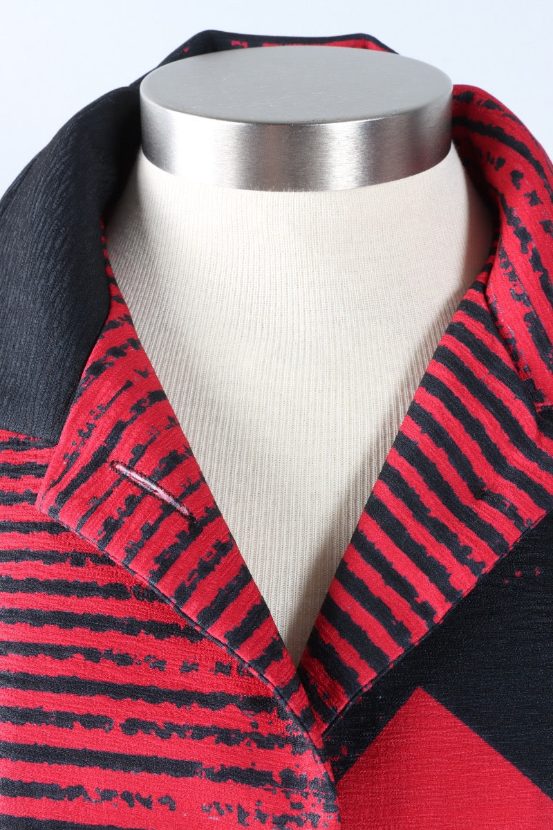 Abstract Pattern Short Jacket - Red & Black