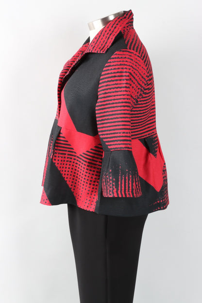 Abstract Pattern Short Jacket - Red & Black