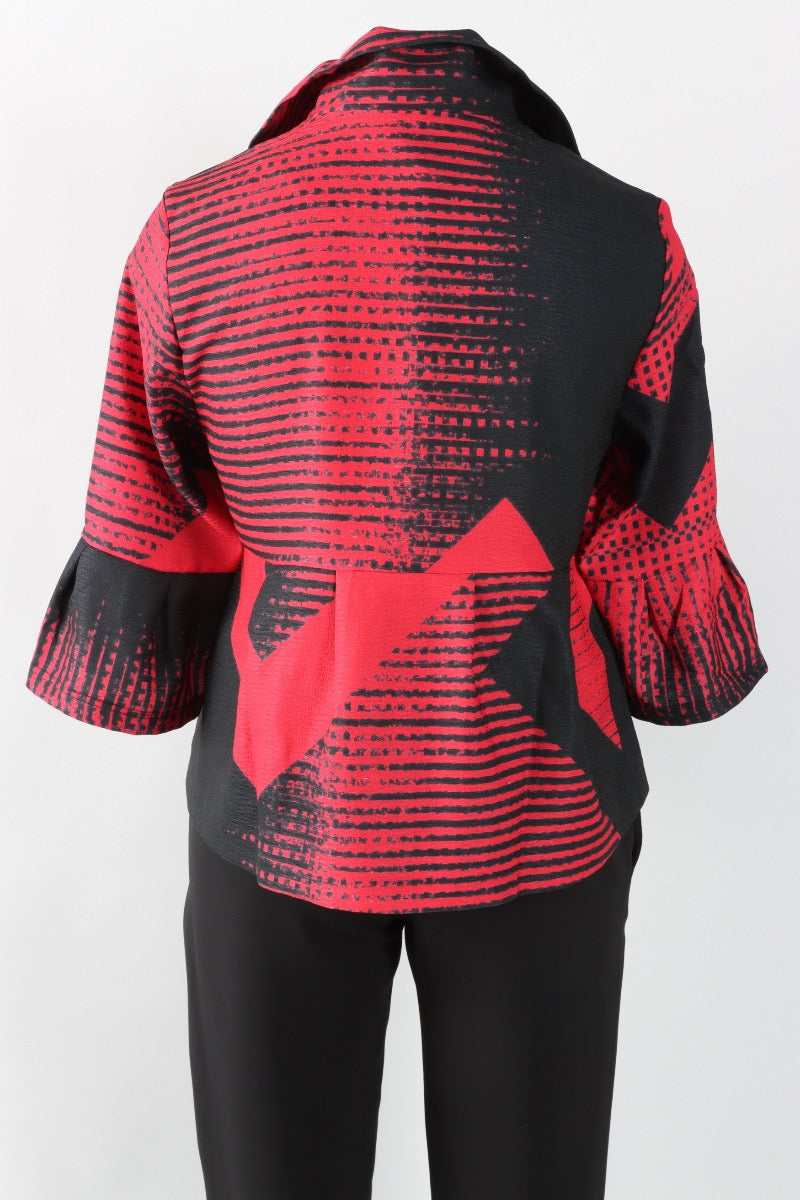 Abstract Pattern Short Jacket - Red & Black