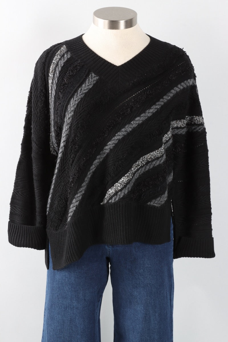 Mixed Media Pullover - Black