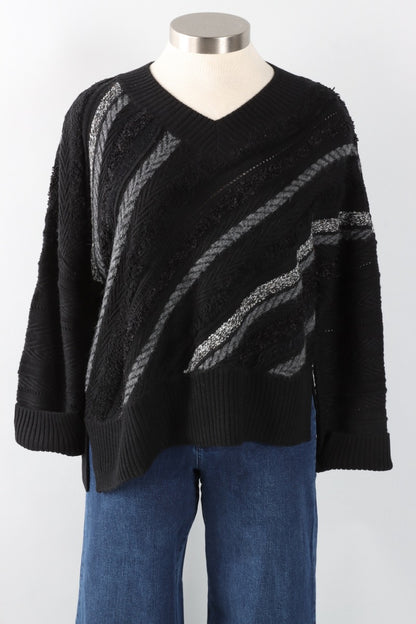 Mixed Media Pullover - Black