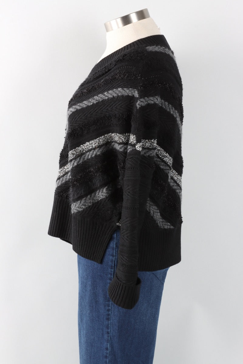 Mixed Media Pullover - Black