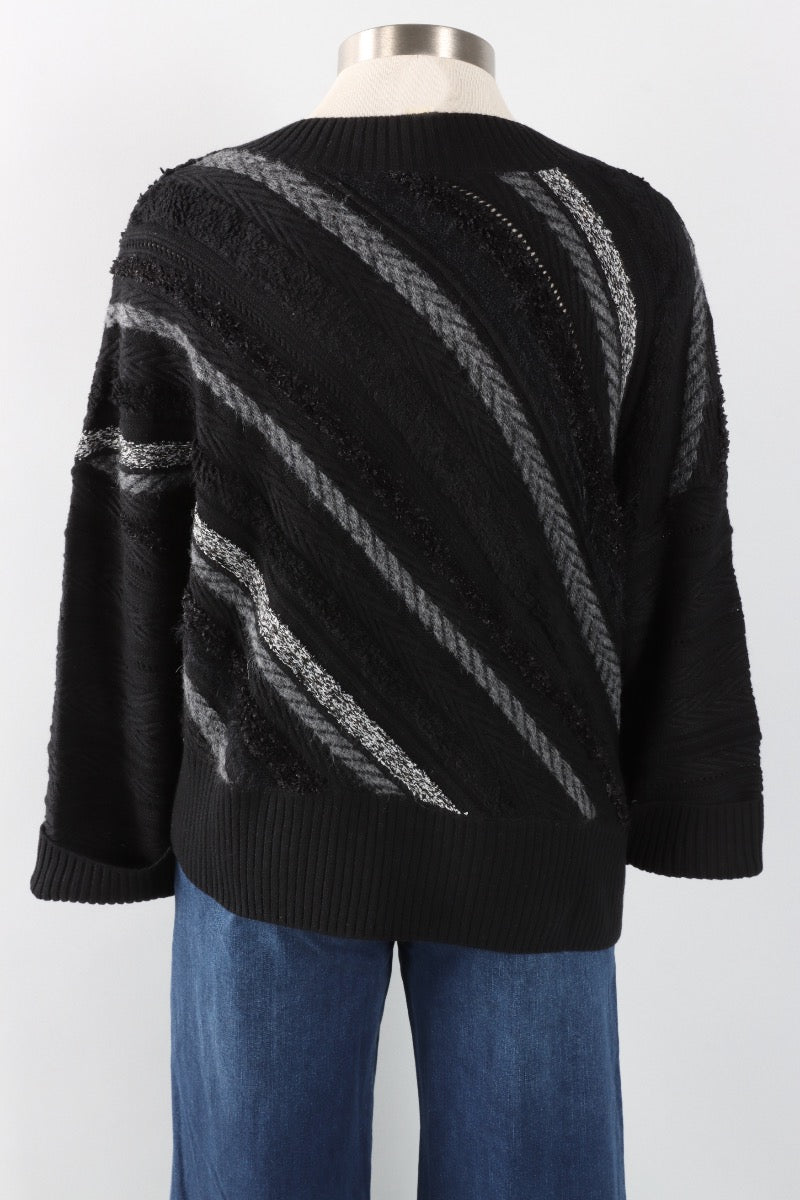 Mixed Media Pullover - Black