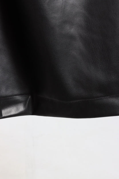 Vegan Leather Bell Bottom Pants - Black