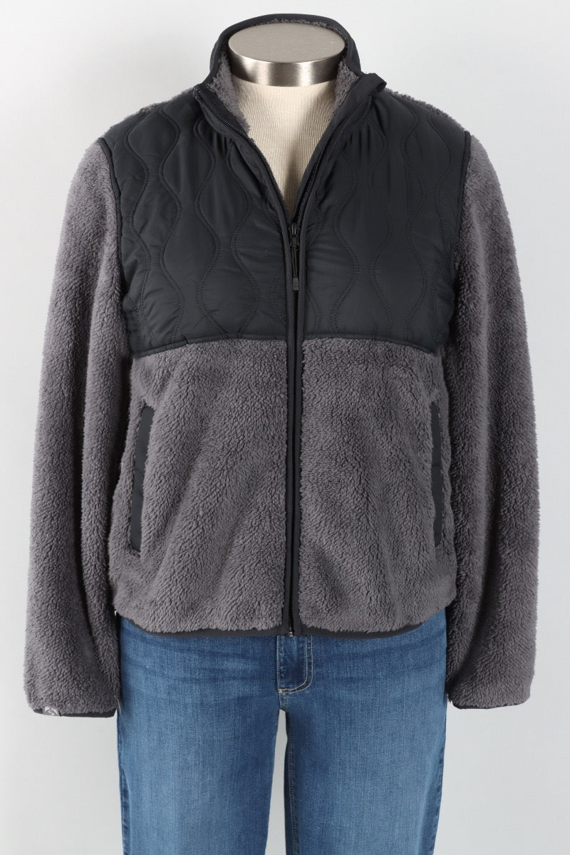 Teddy Fleece Jacket - Jet Grey & Black