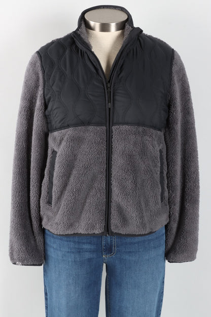 Teddy Fleece Jacket - Jet Grey & Black