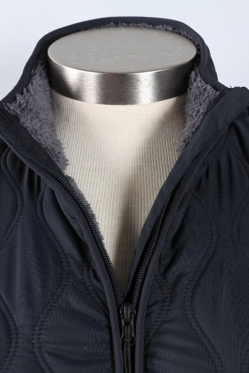 Teddy Fleece Jacket - Jet Grey & Black
