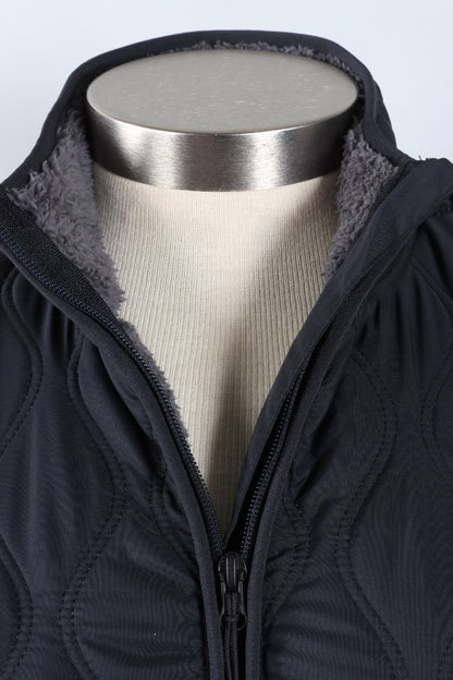 Teddy Fleece Jacket - Jet Grey & Black