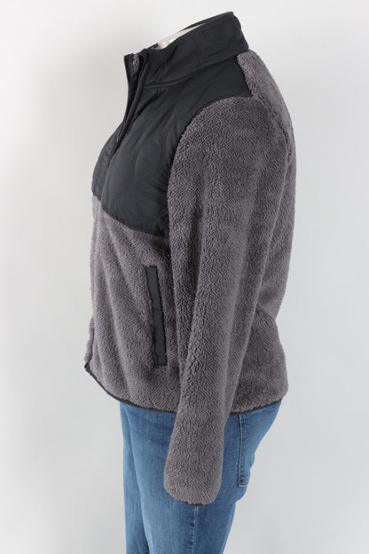 Teddy Fleece Jacket - Jet Grey & Black