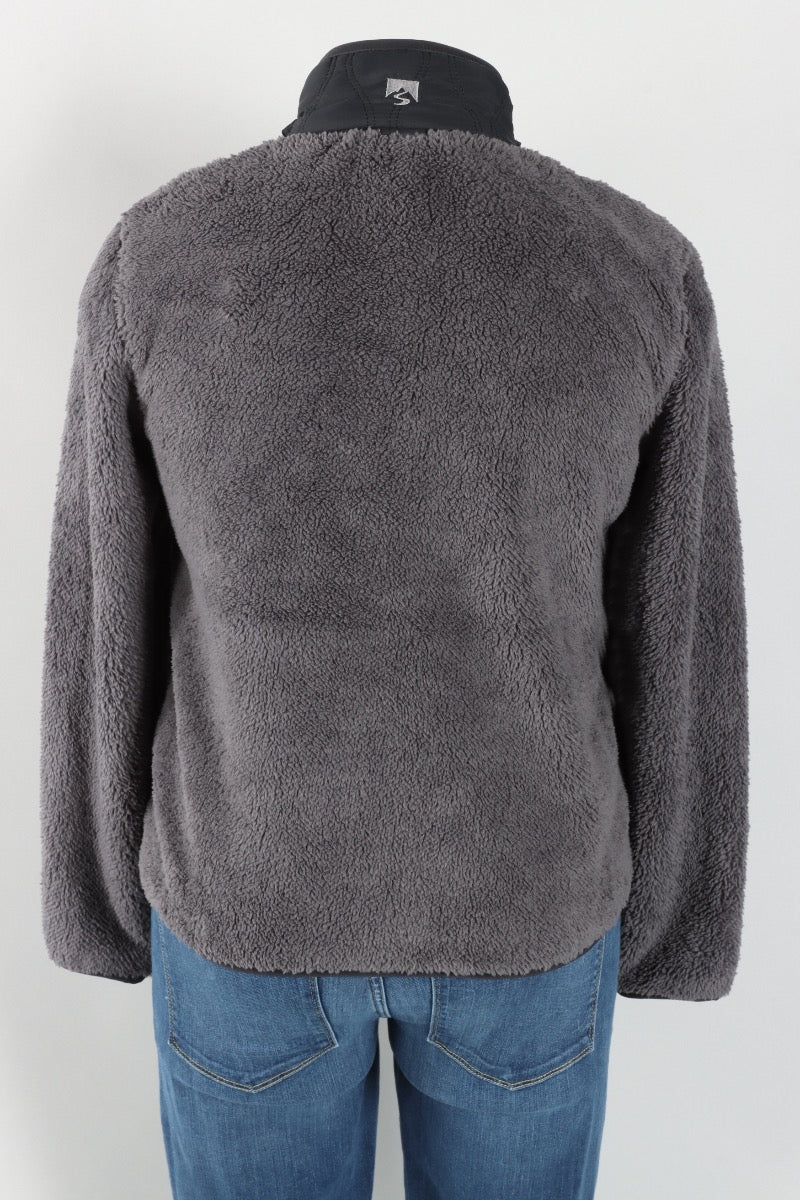 Teddy Fleece Jacket - Jet Grey & Black