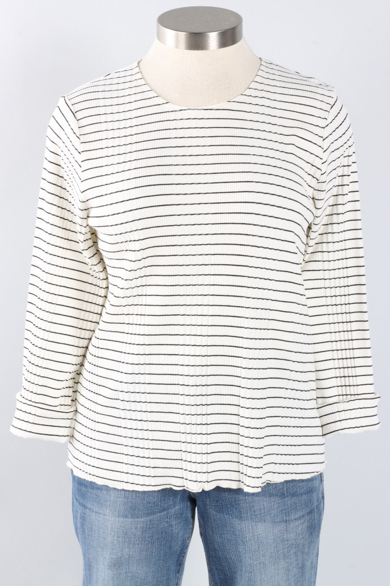 Pinstripe Pleat Top - White