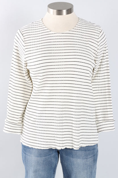 Pinstripe Pleat Top - White