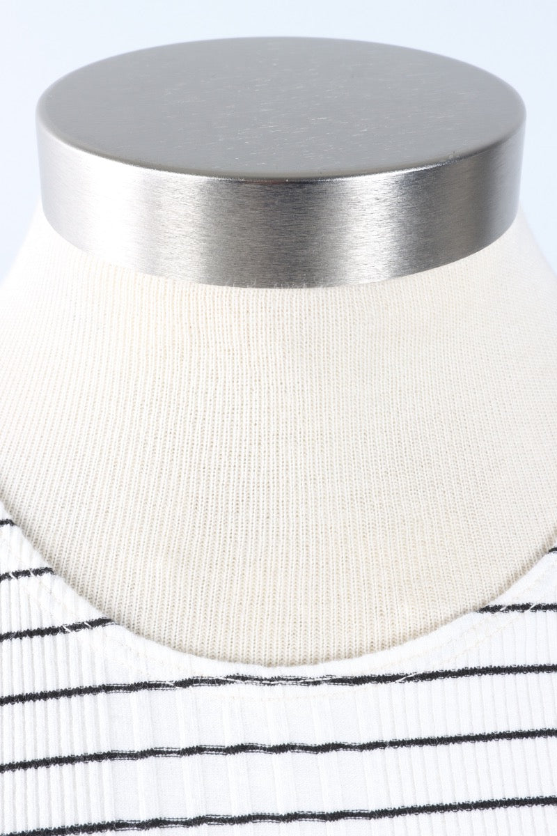 Pinstripe Pleat Top - White