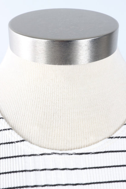 Pinstripe Pleat Top - White