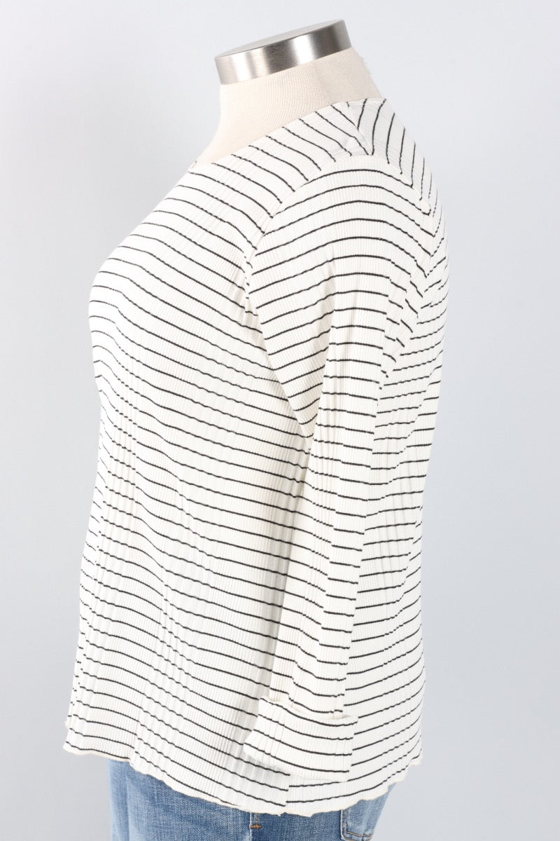 Pinstripe Pleat Top - White