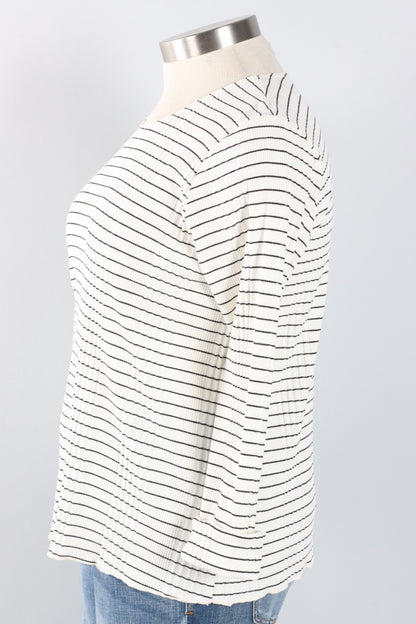 Pinstripe Pleat Top - White