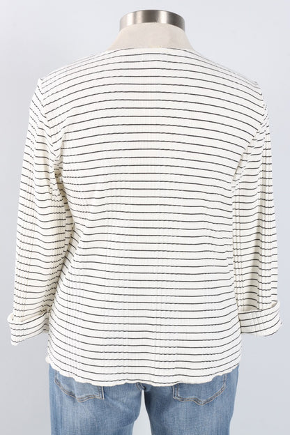 Pinstripe Pleat Top - White