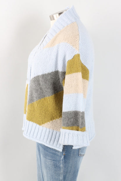 Color Block Cardigan - Blue