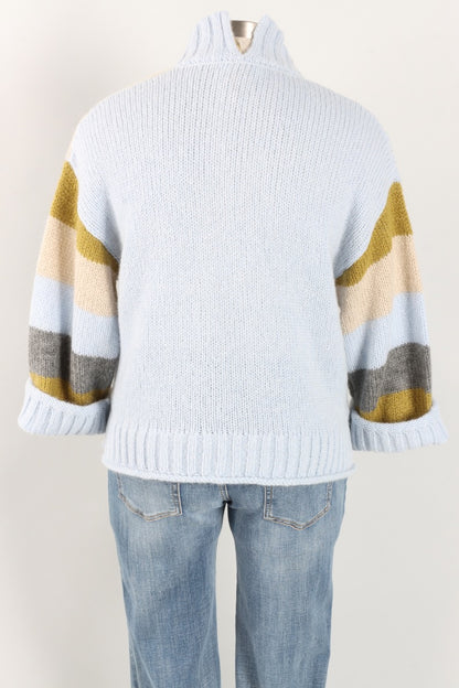 Color Block Cardigan - Blue